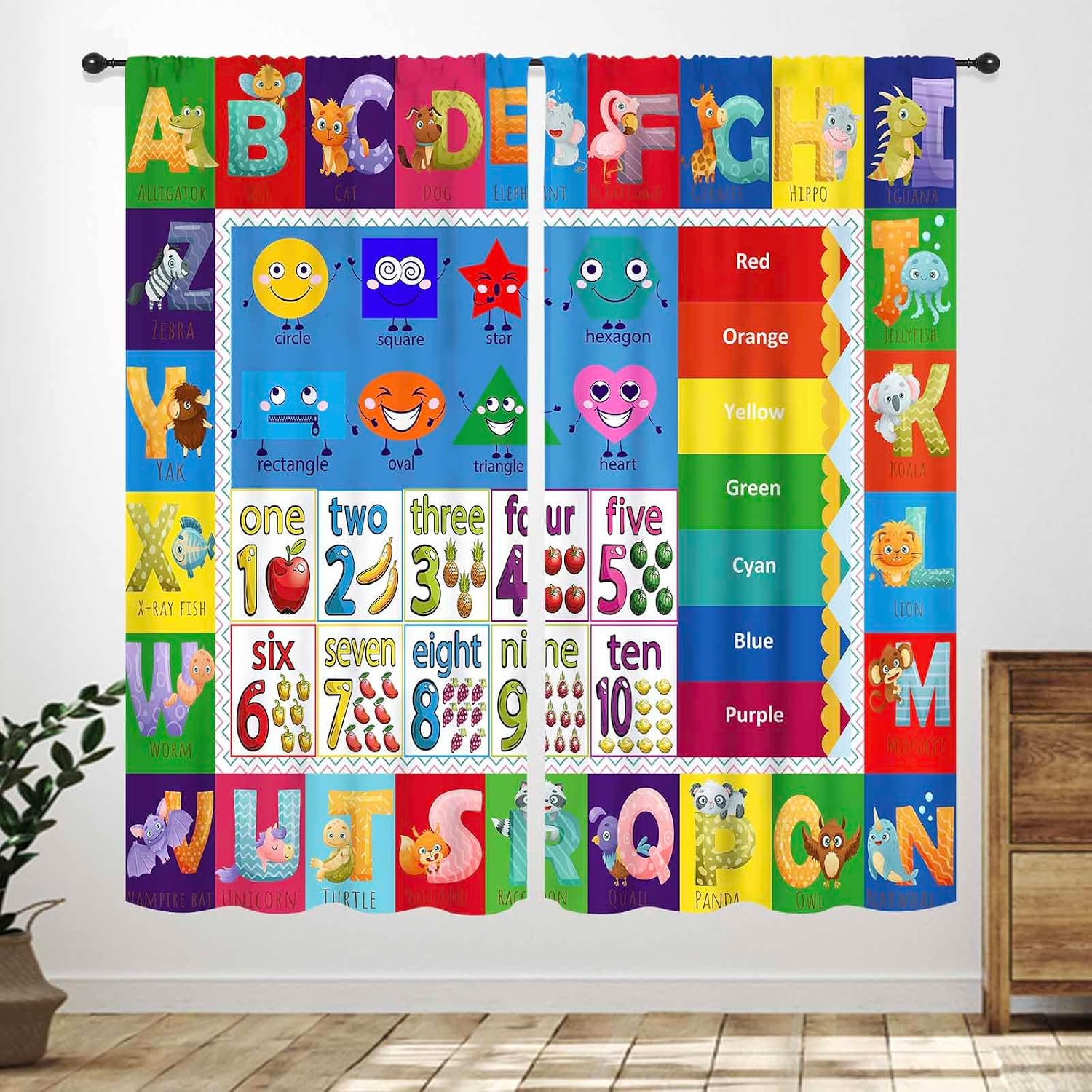 ABC Number Shape Curtain Panel - Abc Kids Early Education 评论和价格