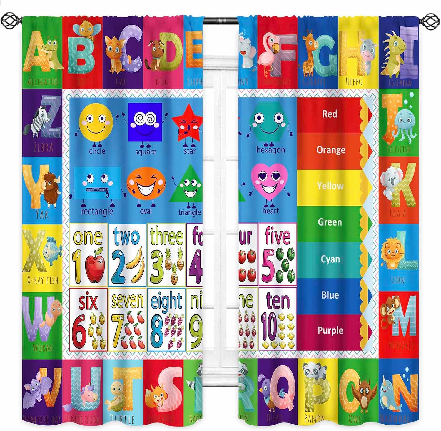 ABC Number Shape Curtain Panel - Abc Kids Early Education 评论和价格