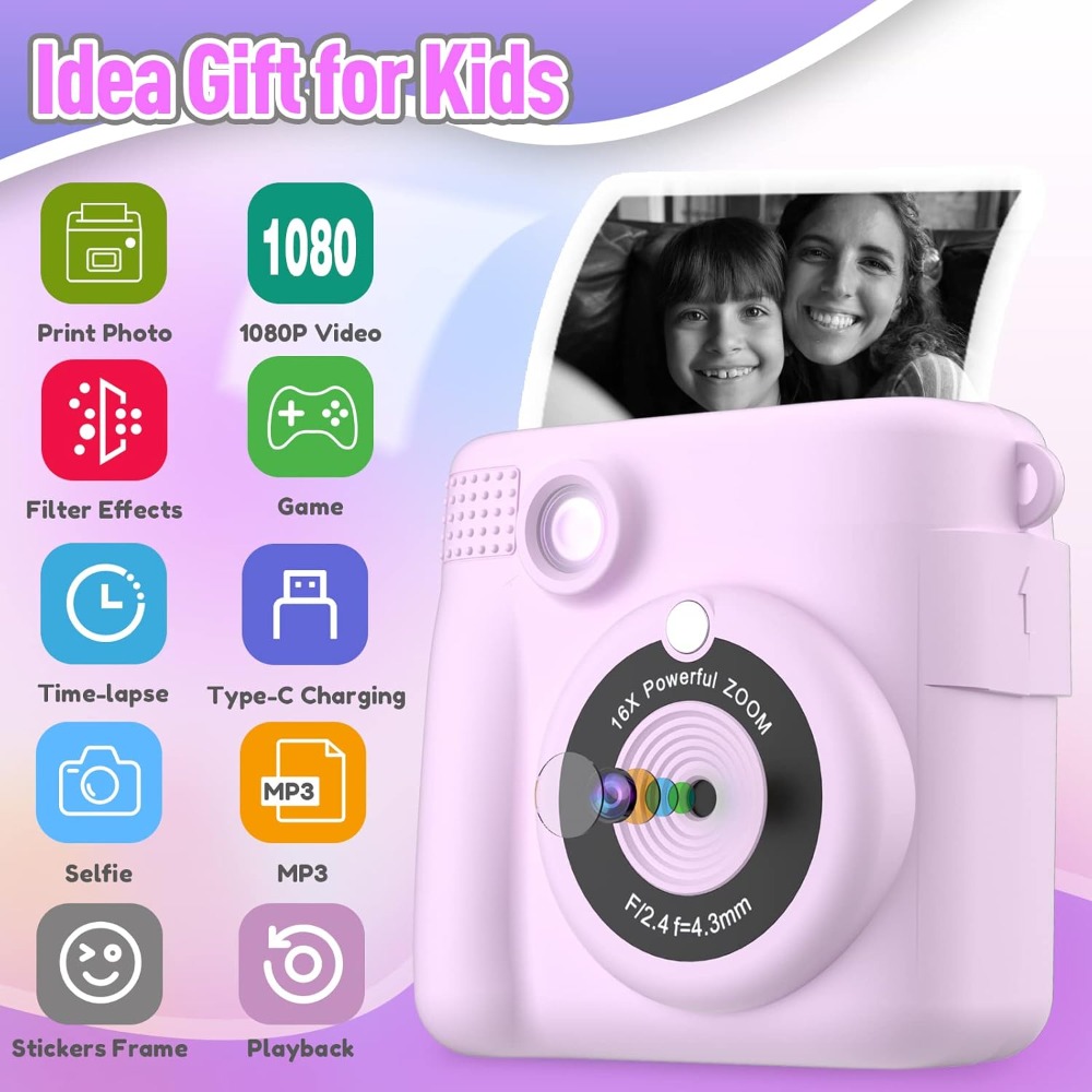 Instant Print Camera for Kids, - Kids Education Video 评论和价格
