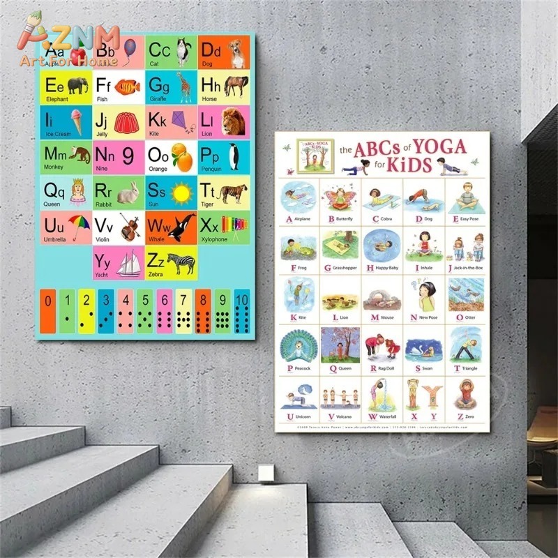 AZNM Frameless Canvas Poster K - Kids Yoga Education 评论和价格
